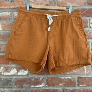 Old Navy High Waisted Cotton Guaze Shorts Brown Sly Fox Large Pull On Elastic